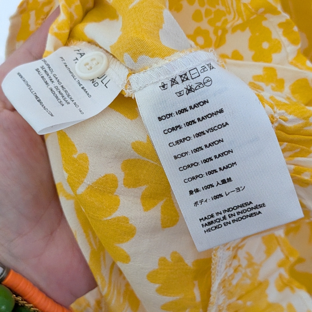 FAITHFULL THE BRAND Lou Lou Mini Dress Yellow Floral Jasmine Anthropologie Style - Picture 5 of 5